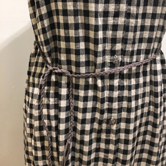 NWT MAXI  by white crow, leather tie belt black & taupe check, button up. - Picture 6 of 10